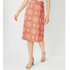 Ann Taylor Orange and White Pencil Skirt